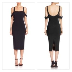 Cinq A Sept Nova Black Midi Sheath Dress Bodycon Black LBD size 0